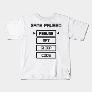 eat sleep code game menu Kids T-Shirt